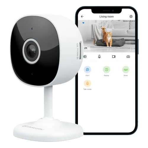 GALAYOU WiFi Camera 2K, Indoor Home Security Cameras for Baby/Elder/Dog/Pet Camera with Phone app,24/7 SD Card Storage,Works