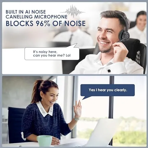 Gixxted Bluetooth Headset, Wireless Headset with Noise Cancelling Microphone for Work, On Ear Headphones with USB Dongle and