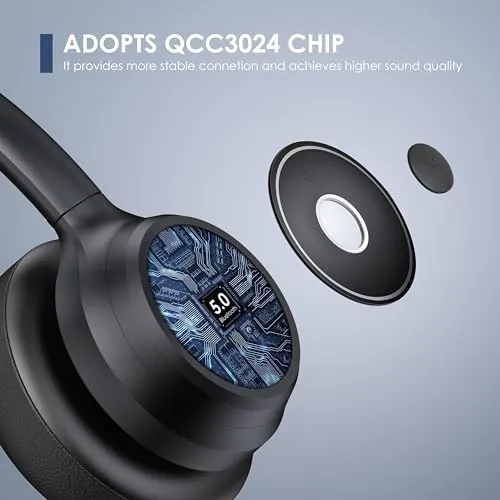 Gixxted Bluetooth Headset, Wireless Headset with Noise Cancelling Microphone for Work, On Ear Headphones with USB Dongle and