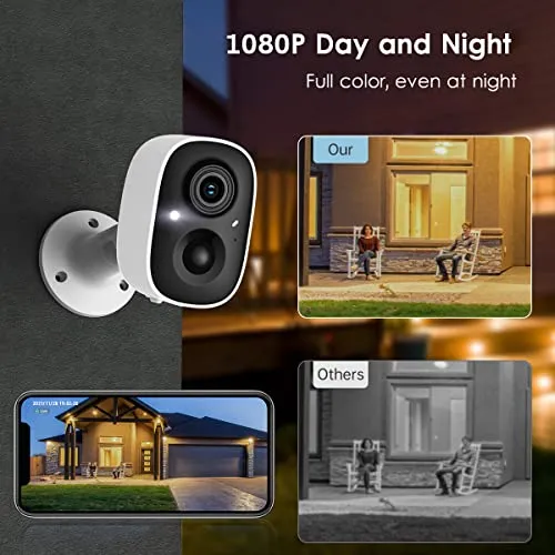 GMK Security Camera Wireless Outdoor, 1080P Color Night Vision AI Motion Detection 2-Way Talk Battery Powered WiFi Home