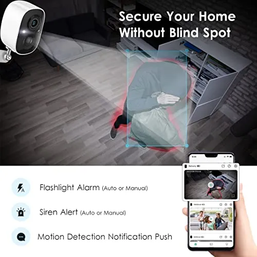 GMK Security Camera Wireless Outdoor, 1080P Color Night Vision AI Motion Detection 2-Way Talk Battery Powered WiFi Home