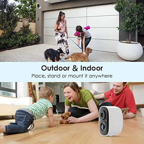 GMK Security Camera Wireless Outdoor, 1080P Color Night Vision AI Motion Detection 2-Way Talk Battery Powered WiFi Home
