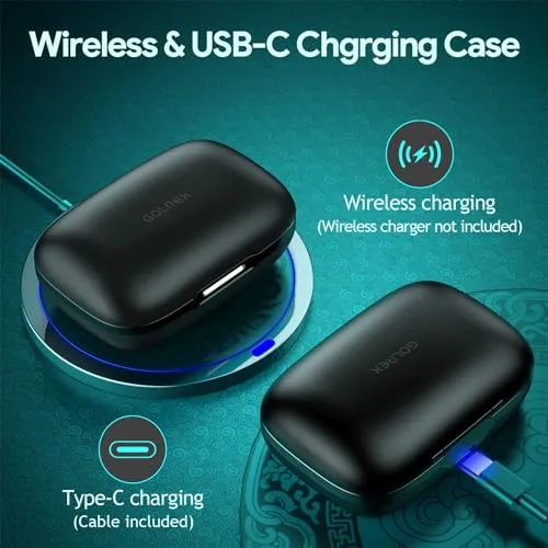 GOLREX Wireless Earbuds Bluetooth Headphones 80Hrs Playtime Ear Buds Power Display Wireless Charging Case Over-Ear Earbud