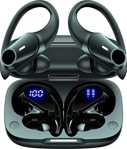 GOLREX Wireless Earbuds Bluetooth Headphones 80Hrs Playtime Ear Buds Power Display Wireless Charging Case Over-Ear Earbud