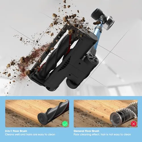 HAIMEEC Cordless Vacuum Cleaner, 6 in 1 Lightweight Stick Vacuum with LED Touch Display, Rechargeable Max 45mins Runtime for