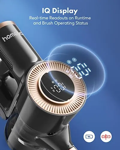 Homeika Cordless Vacuum Cleaner, 20Kpa Powerful Suction Vacuum Cleaner with LED Display, 30 Min Runtime Detachable Battery,