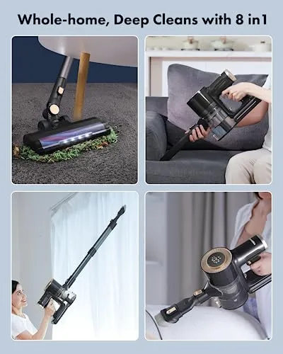 Homeika Cordless Vacuum Cleaner, 20Kpa Powerful Suction Vacuum Cleaner with LED Display, 30 Min Runtime Detachable Battery,