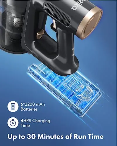 Homeika Cordless Vacuum Cleaner, 20Kpa Powerful Suction Vacuum Cleaner with LED Display, 30 Min Runtime Detachable Battery,