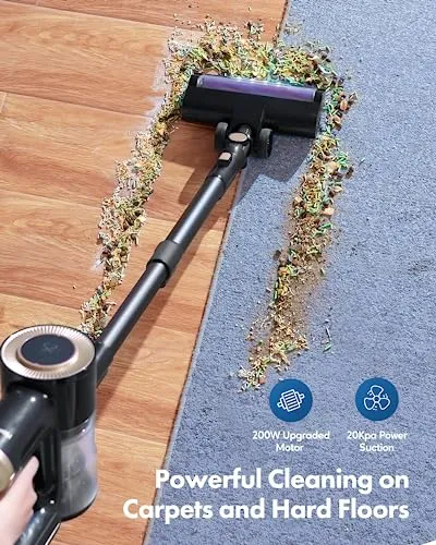 Homeika Cordless Vacuum Cleaner, 20Kpa Powerful Suction Vacuum Cleaner with LED Display, 30 Min Runtime Detachable Battery,