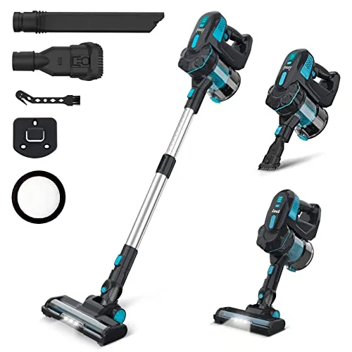 INSE Cordless Vacuum Cleaner, 6-in-1 Rechargeable Stick Vacuum, 45mins Runtime, Lightweight 2200mAh Battery Vacuum,