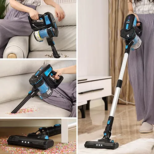 INSE Cordless Vacuum Cleaner, 6-in-1 Rechargeable Stick Vacuum, 45mins Runtime, Lightweight 2200mAh Battery Vacuum,