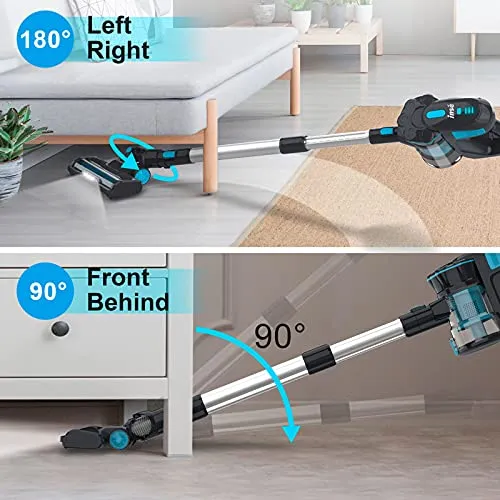 INSE Cordless Vacuum Cleaner, 6-in-1 Rechargeable Stick Vacuum, 45mins Runtime, Lightweight 2200mAh Battery Vacuum,