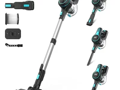 INSE Cordless Vacuum Cleaner, 6-in-1 Rechargeable Stick Vacuum with 2200 m-A-h Battery, Powerful Lightweight Cordless Vacuum