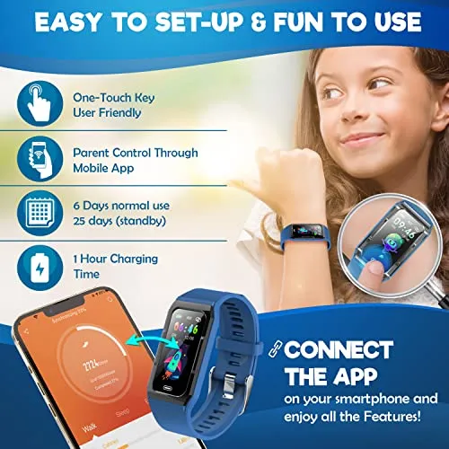 Inspiratek Kids Fitness Tracker for Girls and Boys (Age 5-16) - Waterproof Fitness Watch for Kids with Heart Rate Monitor,