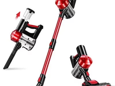 iwoly Cordless Vacuum Cleaner Rechargeable with 2200mAh Detachable Battery, 18000Pa Cyclone Vacuum with HEPA Filter,