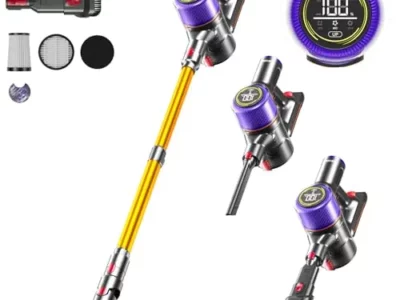 JASTIP Cordless Vacuum Cleaner, 550W/45Kpa Smart Cordless Stick Vacuum with Touch Screen, 60 Mins Runtime, Strong Suction &