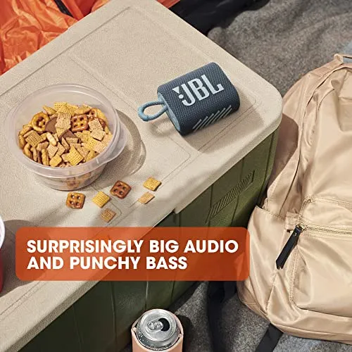 JBL Go 3: Portable Speaker with Bluetooth, Built-in Battery, Waterproof and Dustproof Feature - Black Bluetooth speaker -