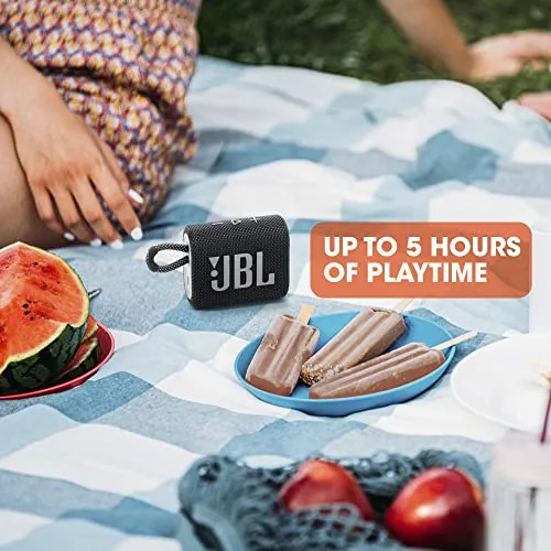 JBL Go 3: Portable Speaker with Bluetooth, Built-in Battery, Waterproof and Dustproof Feature - Black Bluetooth speaker -