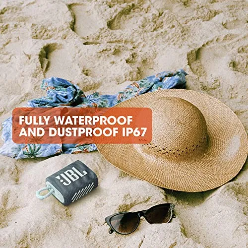 JBL Go 3: Portable Speaker with Bluetooth, Built-in Battery, Waterproof and Dustproof Feature - Black Bluetooth speaker -