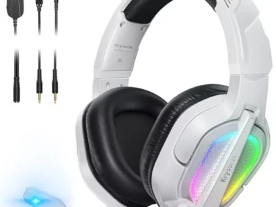 Krysenix PG2 Gaming Headset for PS4/PS5/PC/Xbox One, Ergonomic Design Over Ear with AI Stereo Microphone Sound, Computer