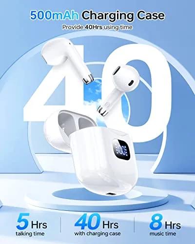 KTGEE Wireless Earbuds, Bluetooth 5.3 Headphones 40Hrs Playtime with Charging Case, IPX5 Waterproof Stereo in-Ear Earphones