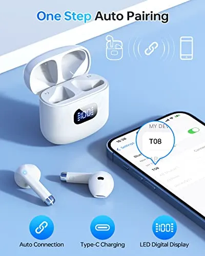 KTGEE Wireless Earbuds, Bluetooth 5.3 Headphones 40Hrs Playtime with Charging Case, IPX5 Waterproof Stereo in-Ear Earphones