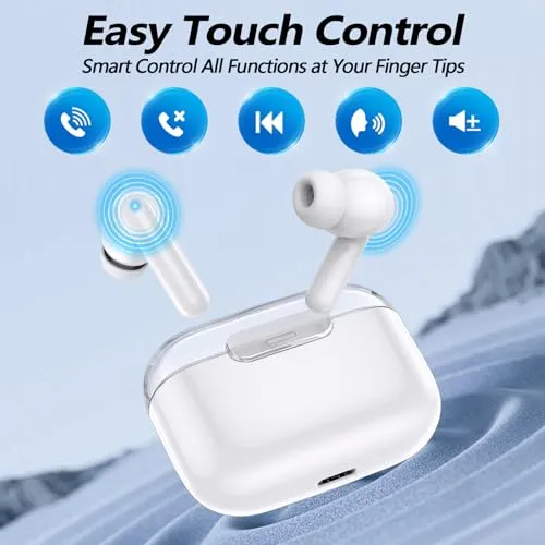 kurdene Bluetooth 5.3 Wireless Earbuds, P3+ Deep Bass Hi-fi Stereo Headset with Microphone in-Ear Call Noise Canceling