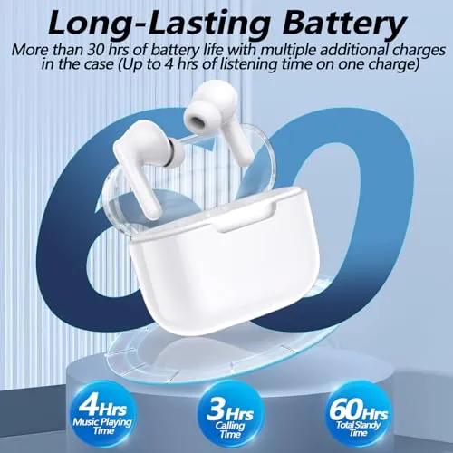 kurdene Bluetooth 5.3 Wireless Earbuds, P3+ Deep Bass Hi-fi Stereo Headset with Microphone in-Ear Call Noise Canceling