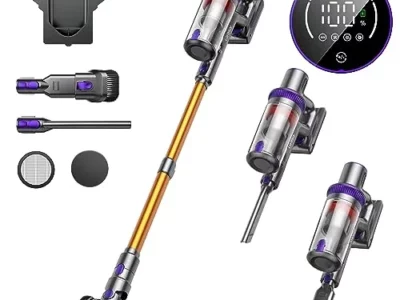 Laresar Cordless Vacuum Cleaner, 400W/33Kpa Stick Vacuum Cleaner with Touch Screen, Up to 50 Mins Runtime, Handheld