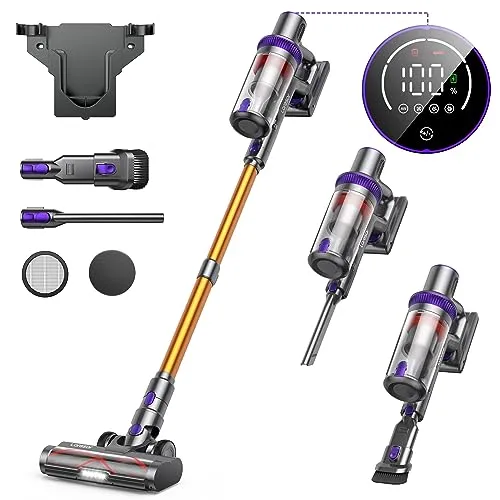 Laresar Cordless Vacuum Cleaner, 400W/33Kpa Stick Vacuum Cleaner with Touch Screen, Up to 50 Mins Runtime, Handheld