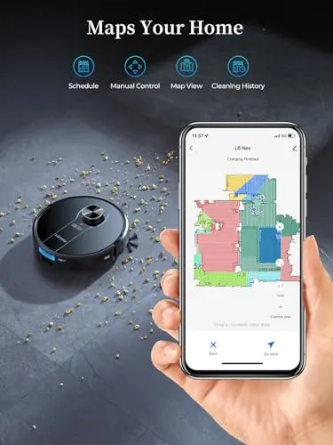 Laresar Robot Vacuum, 3 in 1 Robot Vacuum and Mop with Smart Mapping, Self-Emptying Robotic Vacuum Cleaner Compatible with