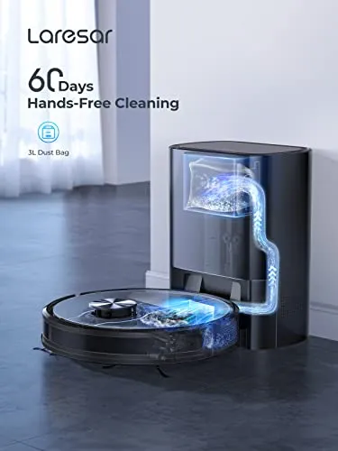 Laresar Robot Vacuum, 3 in 1 Robot Vacuum and Mop with Smart Mapping, Self-Emptying Robotic Vacuum Cleaner Compatible with