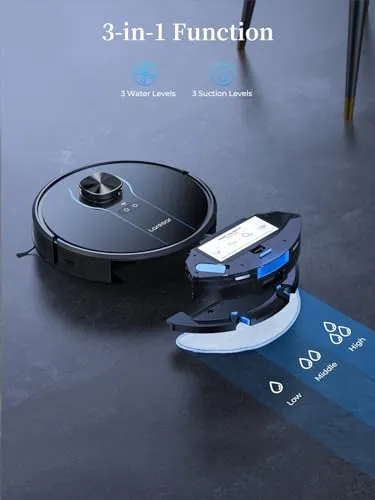 Laresar Robot Vacuum, 3 in 1 Robot Vacuum and Mop with Smart Mapping, Self-Emptying Robotic Vacuum Cleaner Compatible with