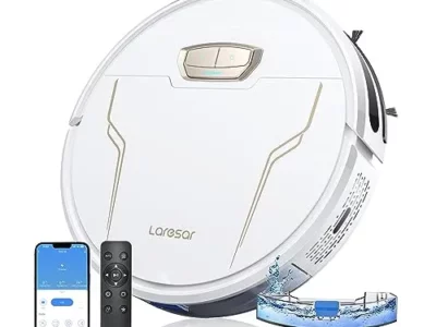 Laresar Robot Vacuums and Mop Combo, 4000Pa Strong Suction, Robotic Vacuum Cleaner with Auto Carpet Boost, Self-Charging,