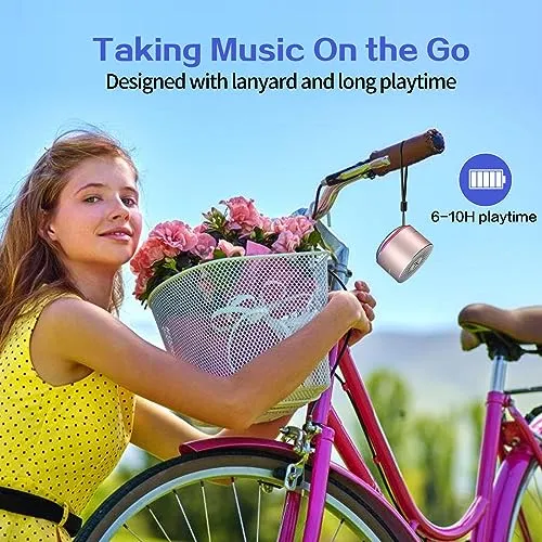 LENRUE A2 Portable Wireless Bluetooth Speaker with Lights and Lanyard,5W Mini Small Metal Speakers Bluetooth 5.0/Aux-in for