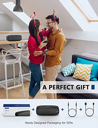 LENRUE Bluetooth Speaker, Wireless Portable Speaker with Loud Stereo Sound, Rich Bass, 12-Hour Playtime, Built-in Mic.