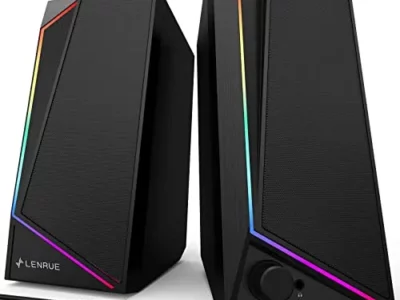 LENRUE Computer Speakers, USB/USB-C Powered PC Speakers with Loud Stereo Sound, Headphone-in for Desktop, iMac, MacBook,
