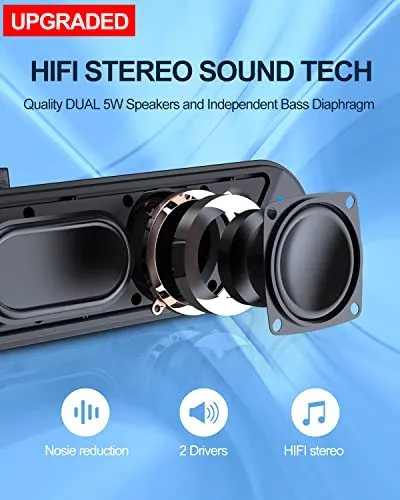 LENRUE Computer Speakers,Wired USB-Powered Sound-bar with 10W Stereo Sound for PC Desktop,Plug -n-Play (A39PRO /Black)