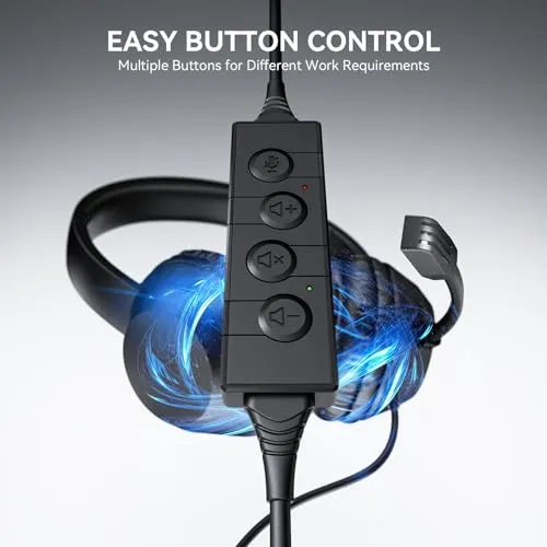 LEVN Headset with Mic, USB Headset with Microphone, Computer Headset with Noise Cancelling Microphone for Laptop PC, Mute