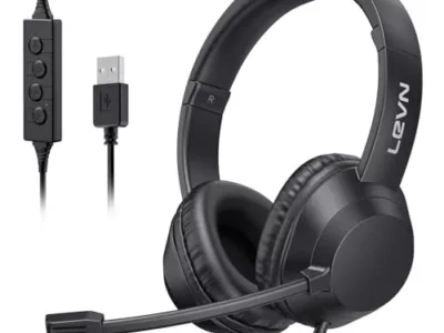 LEVN Headset with Mic, USB Headset with Microphone, Computer Headset with Noise Cancelling Microphone for Laptop PC, Mute