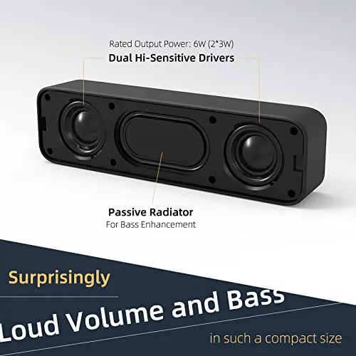 LIELONGREN [Upgraded] USB Computer /Laptop Speaker with Stereo Sound & Enhanced Bass, Portable Mini Sound Bar for Windows