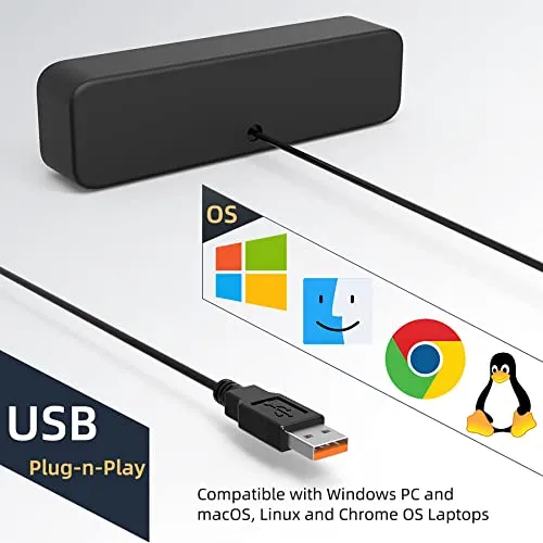 LIELONGREN [Upgraded] USB Computer /Laptop Speaker with Stereo Sound & Enhanced Bass, Portable Mini Sound Bar for Windows