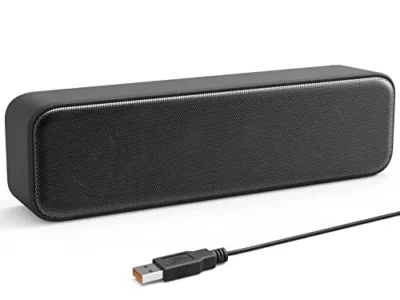 LIELONGREN [Upgraded] USB Computer /Laptop Speaker with Stereo Sound & Enhanced Bass, Portable Mini Sound Bar for Windows