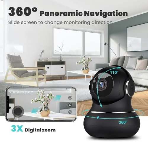 litokam 2K Indoor Camera, Litokam 360 Pan/Tilt Cameras for Home Security, Pet Camera with Phone APP, WiFi Camera with Motion