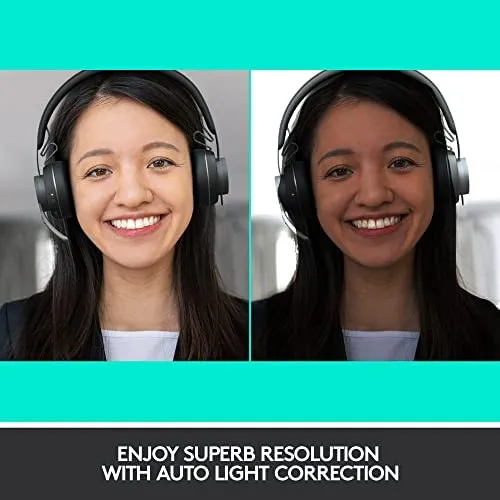 Logitech Brio 4K Webcam, Ultra 4K HD Video Calling, Noise-Canceling mic, HD Auto Light Correction, Wide Field of View, Works