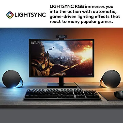 Logitech G560 PC Gaming Speaker System with 7.1 DTS:X Ultra Surround Sound, Game based LIGHTSYNC RGB, Two Speakers and