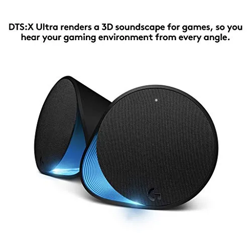 Logitech G560 PC Gaming Speaker System with 7.1 DTS:X Ultra Surround Sound, Game based LIGHTSYNC RGB, Two Speakers and