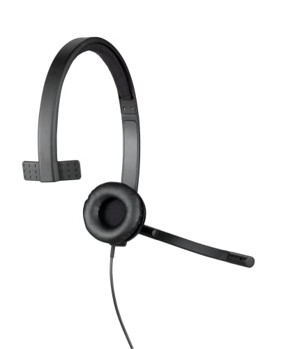 Logitech H570e Wired Headset, Mono Headphones with Noise-Cancelling Microphone, USB, In-Line Controls with Mute Button,