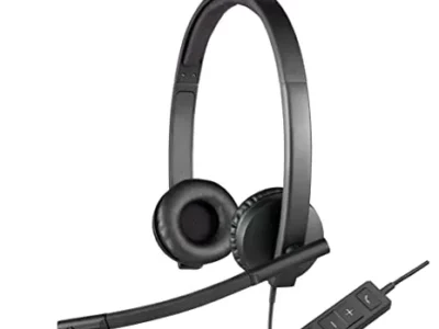 Logitech H570e Wired Headset, Stereo Headphones with Noise-Cancelling Microphone, USB, In-Line Controls with Mute Button,