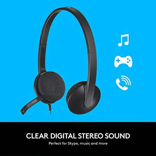 Logitech USB Headset H340, Stereo, USB Headset for Windows and Mac - Black headset - detail shot